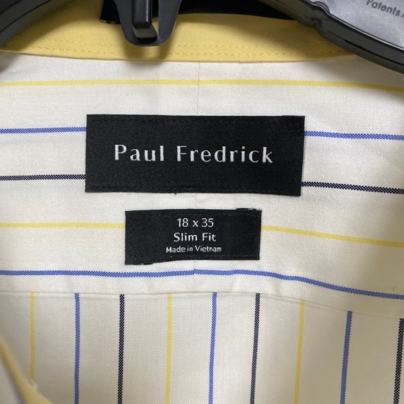 Paul Fredrick Mens Dress Shirt stripe slim fit size 18 X 35 - Picture 3 of 4